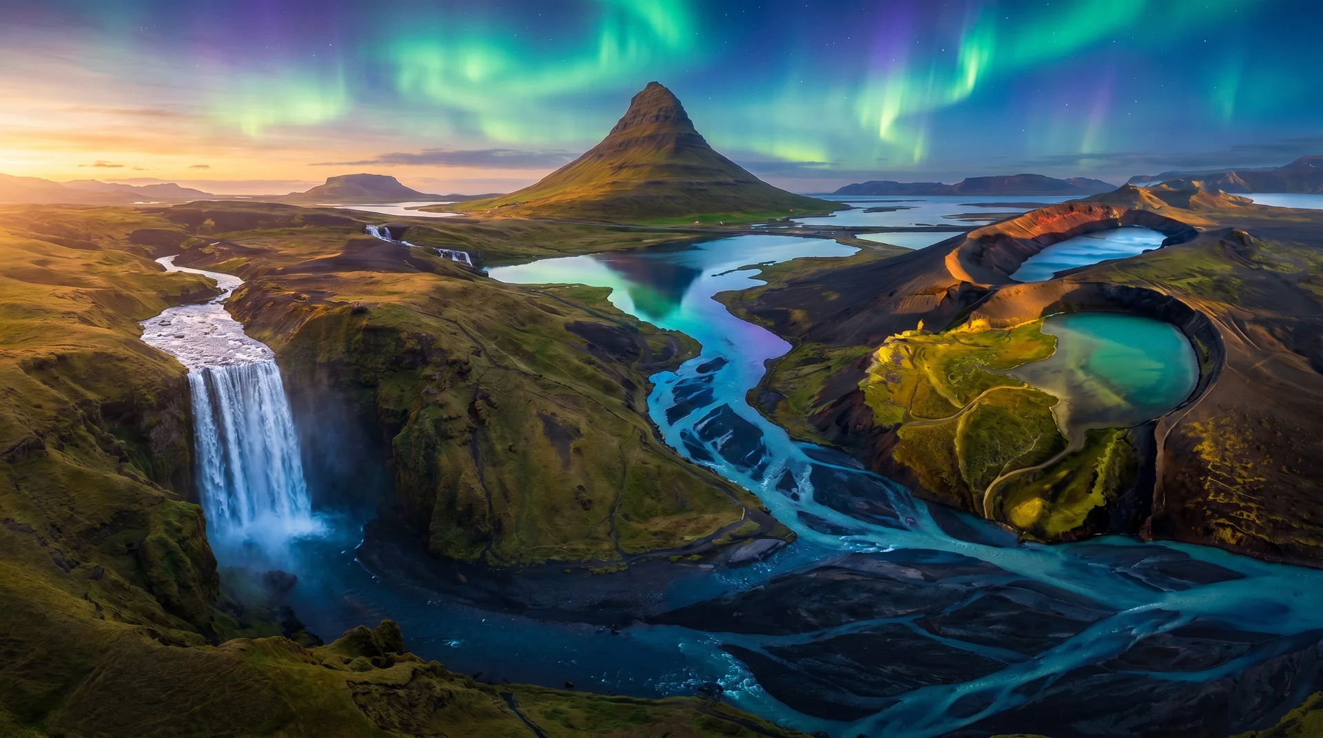 Iceland glacier rivers at dawn